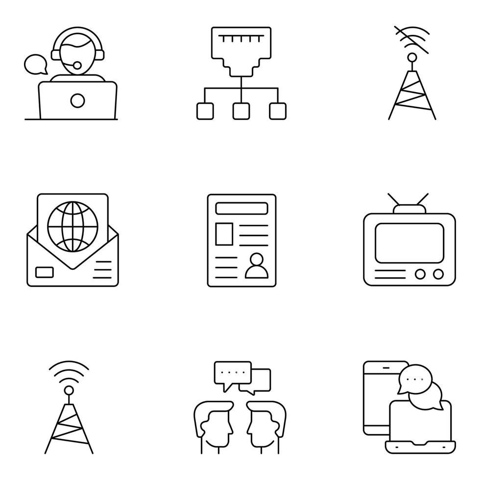 Network and Communication Thin Line icons vector