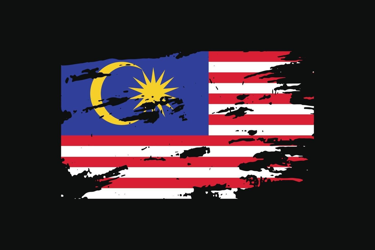 Grunge Style Flag of the Malaysia. Vector illustration.