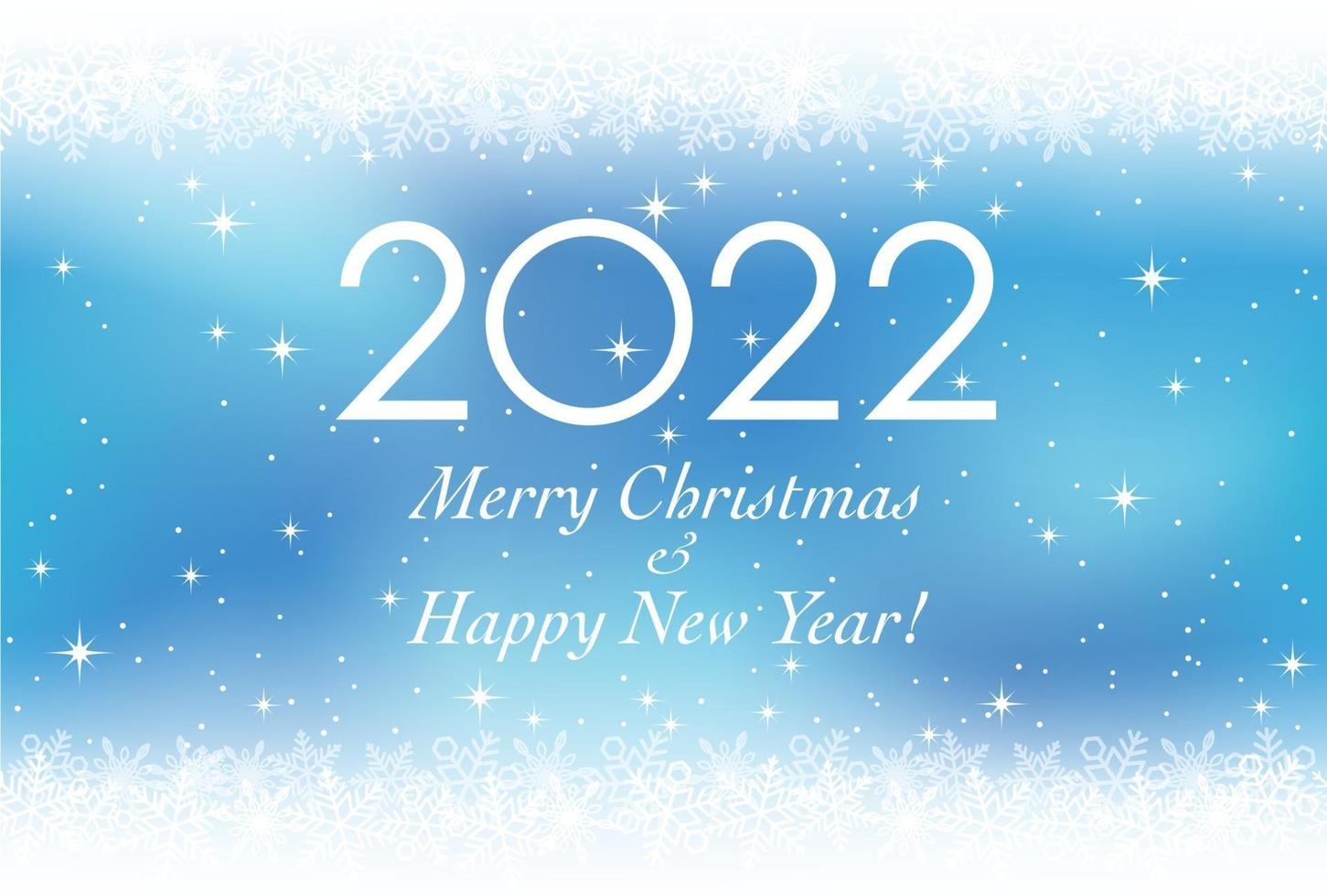 2022 Christmas And New Years Greeting Card With Snowflakes. vector