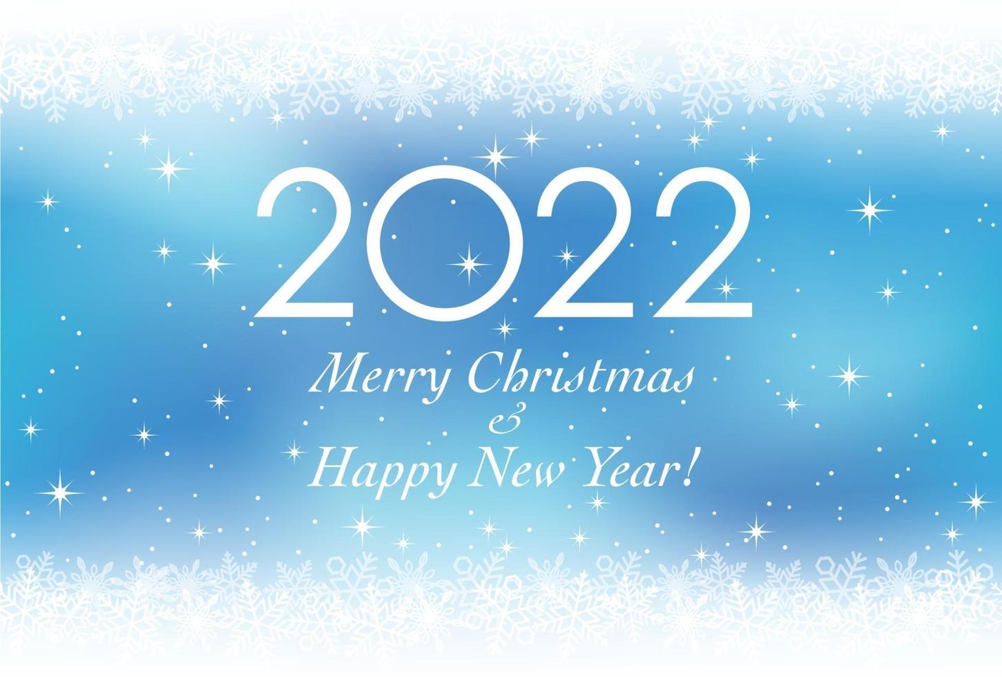 2022 tarjeta de felicitación de navidad y año nuevo con copos de nieve. vector