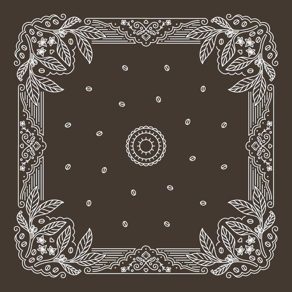 Bandana Paisley Ornament Design with coffee tree leaf pattern vector
