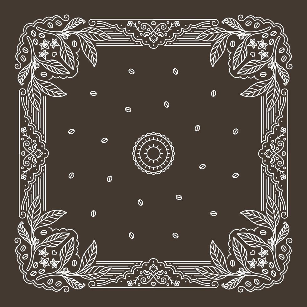 diseño de adorno de paisley bandana con patrón de hoja de cafeto vector