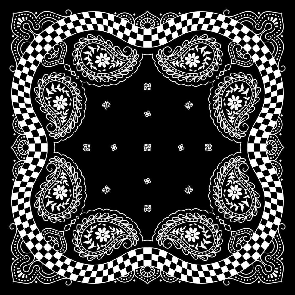 Bandanna Paisley pattern Ornament Design with Race Flag vector