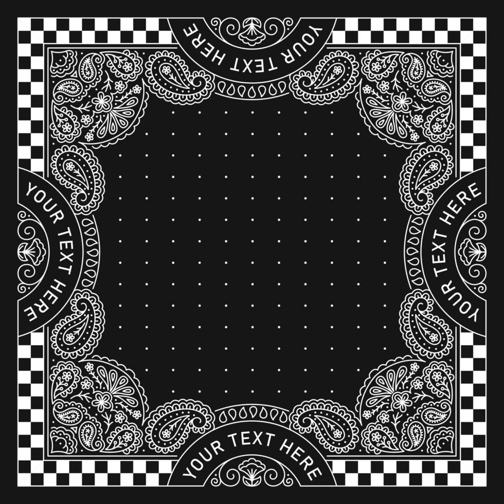 diseño de adorno de paisley bandana con bandera de carrera vector