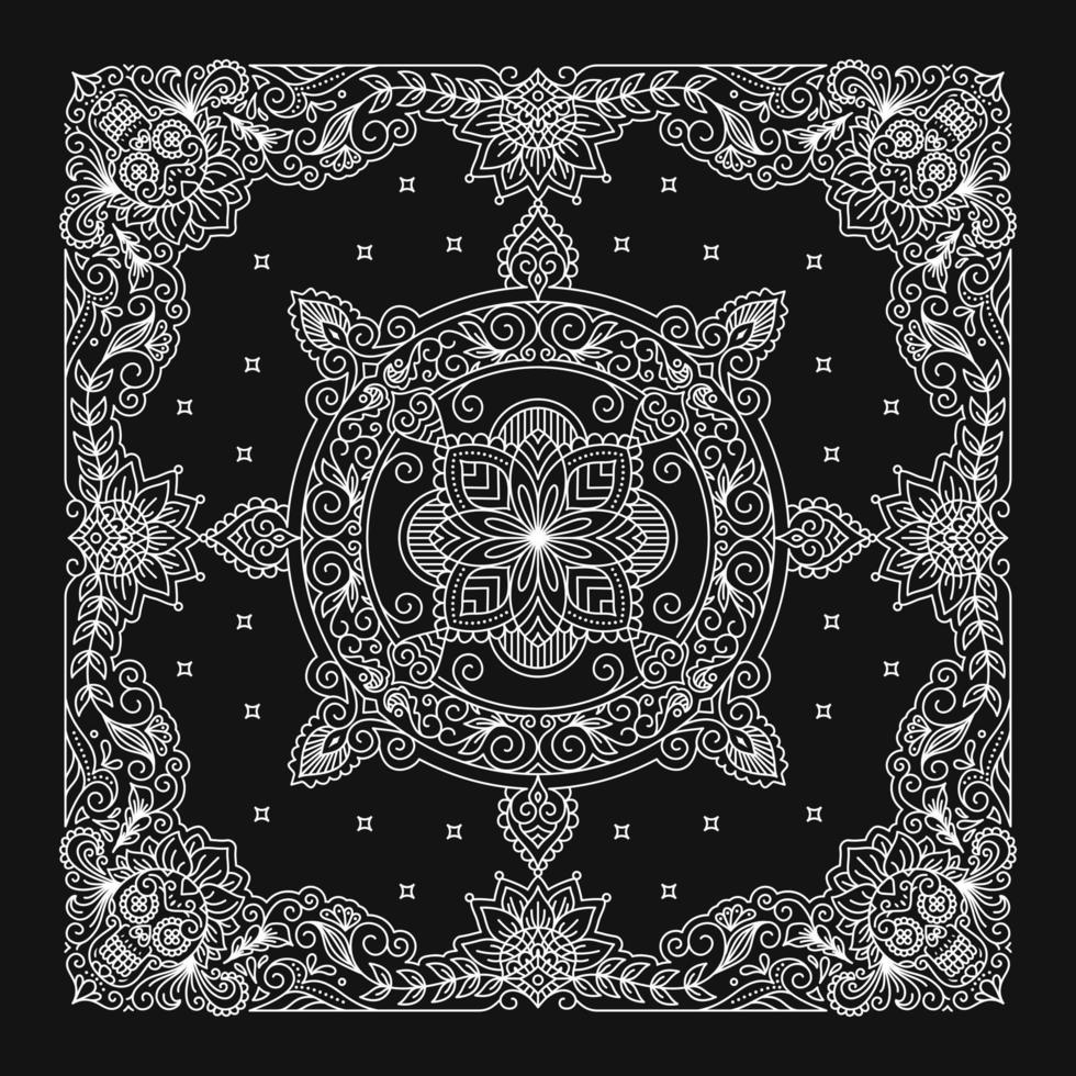 Bandanna Design, Bandana Ornament Pattern with Sugar Skull vector