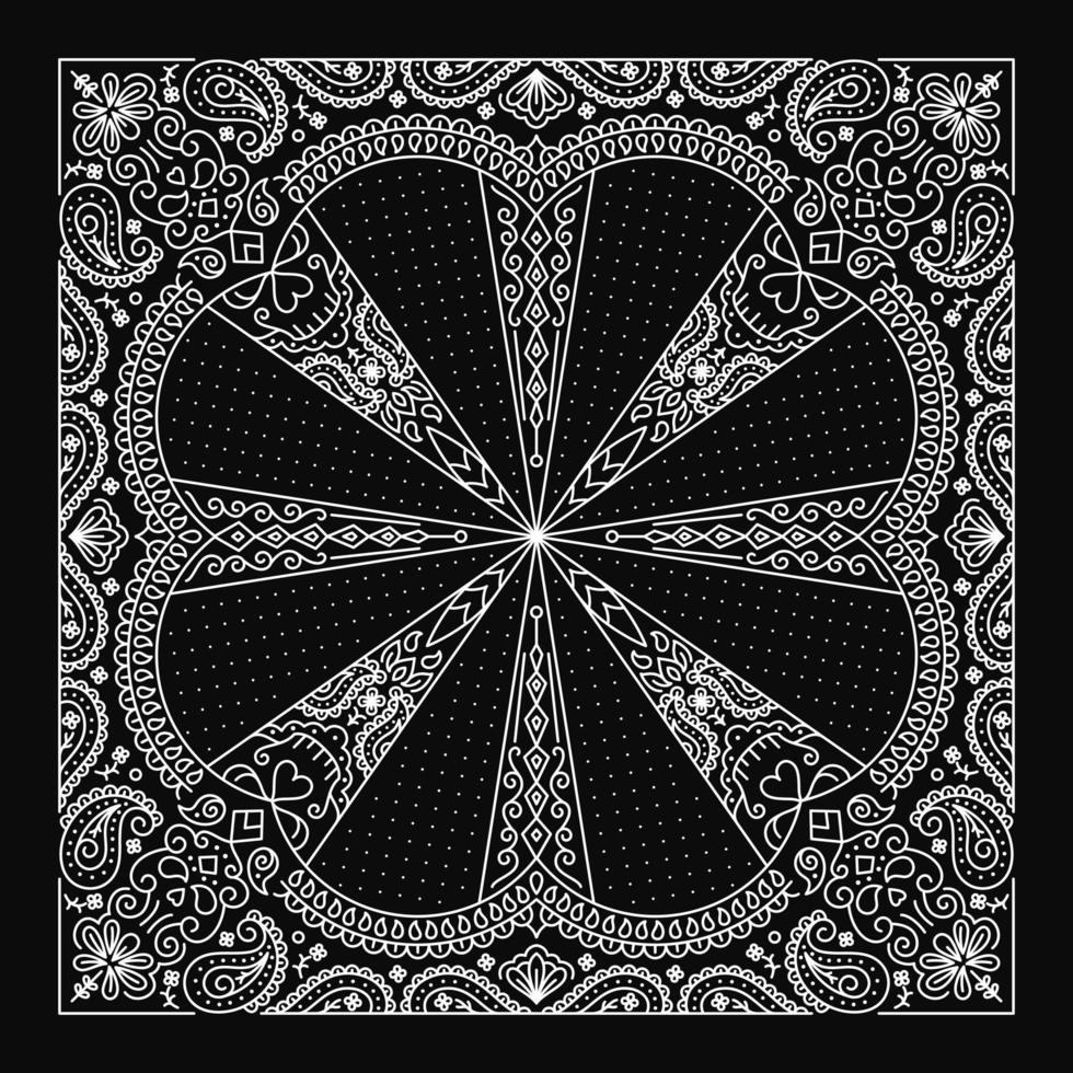 Bandana Paisley Ornament Design with abstract skulls ornament vector
