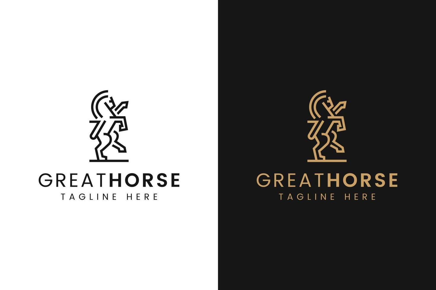 logotipo de caballo minimalista con estilo de arte lineal vector