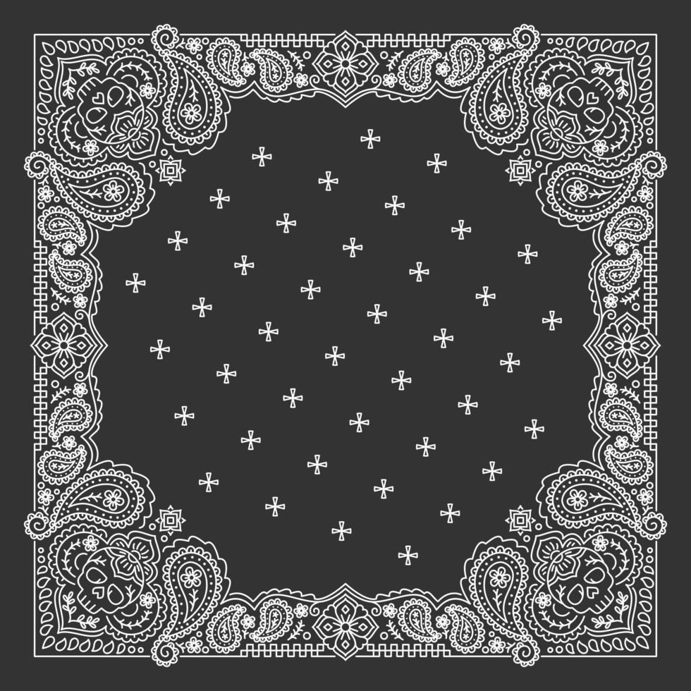 Bandana Paisley Ornament Design with skulls vector