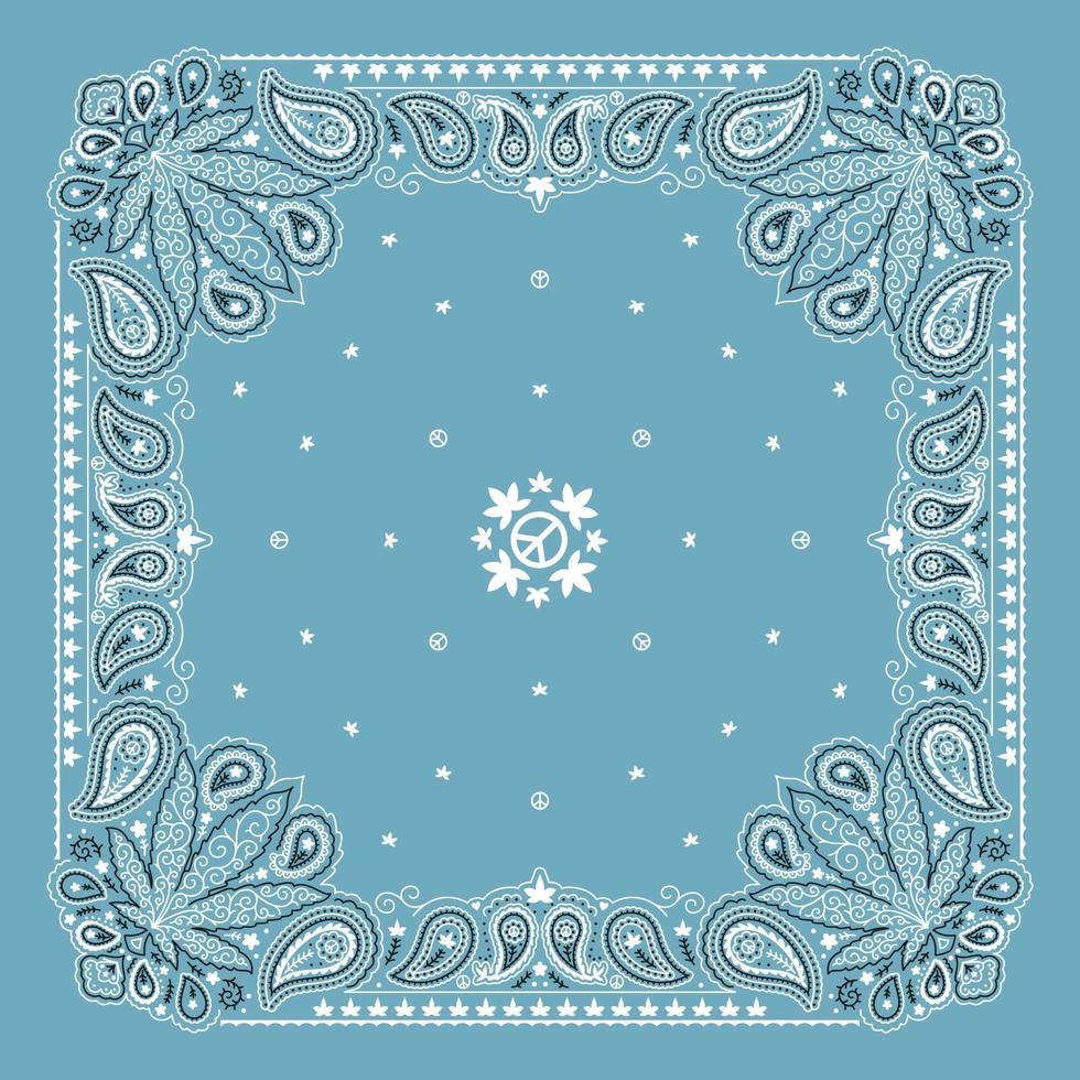 diseño de adorno de paisley bandana con hoja de cannabis vector