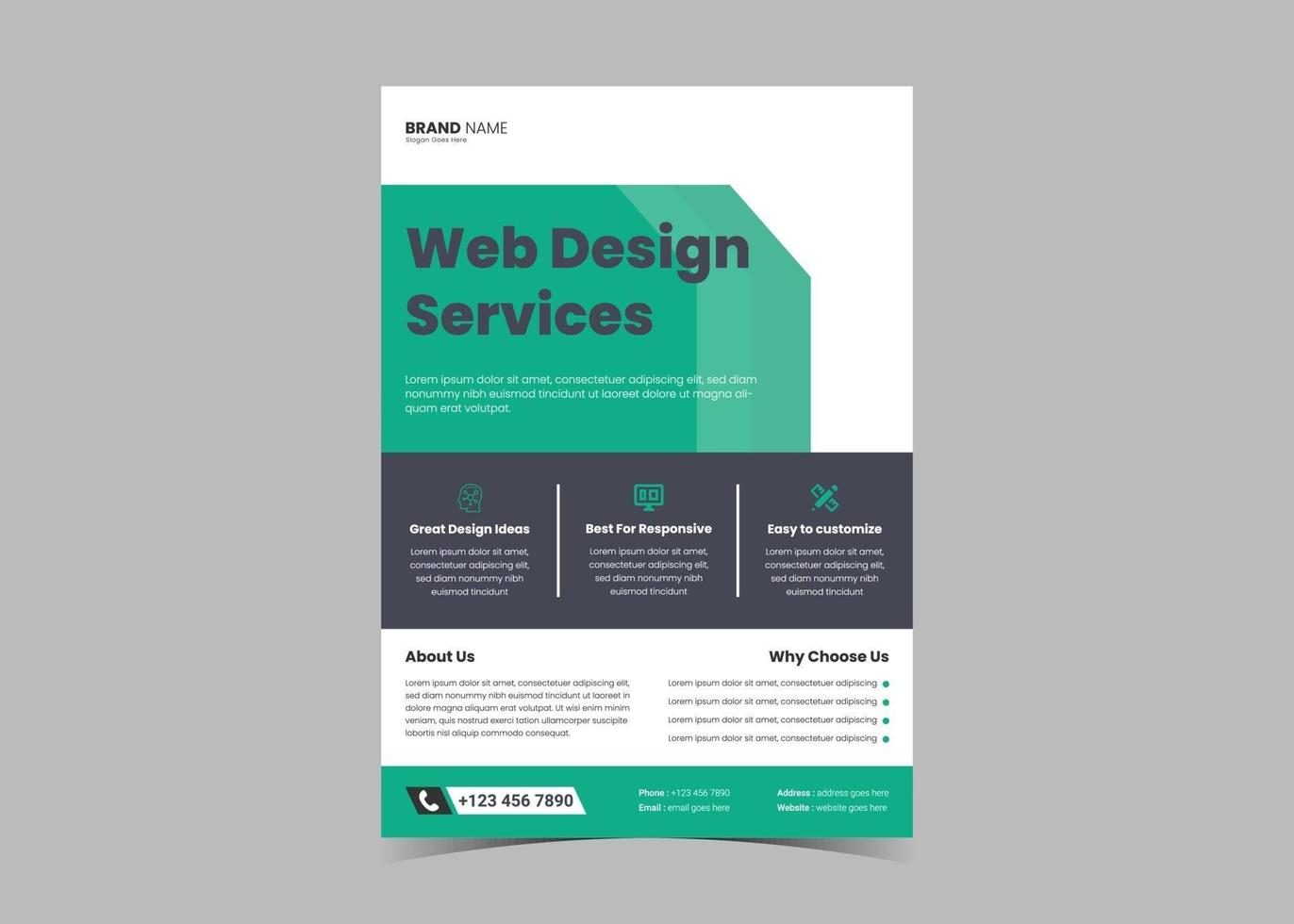 Web design service flyer template idea concept. vector