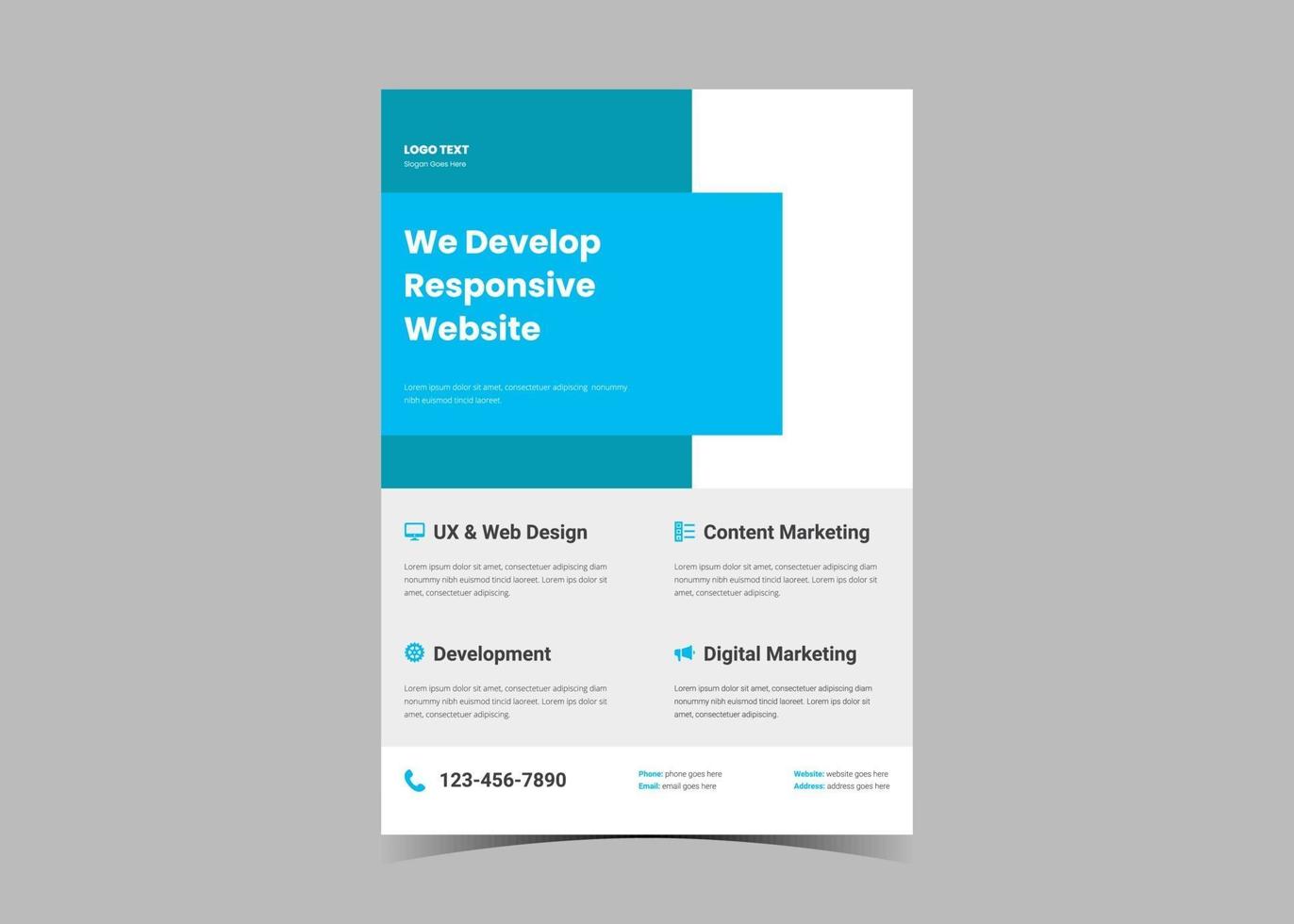 Web design service flyer template idea concept. vector