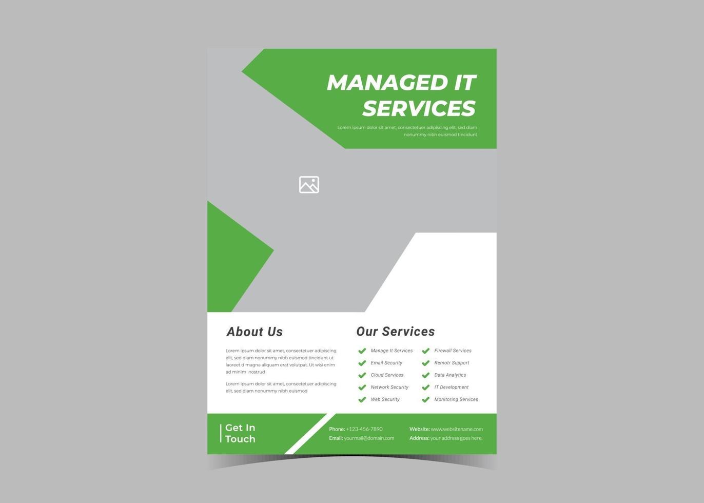 IT service and management flyer template idea sample. vector