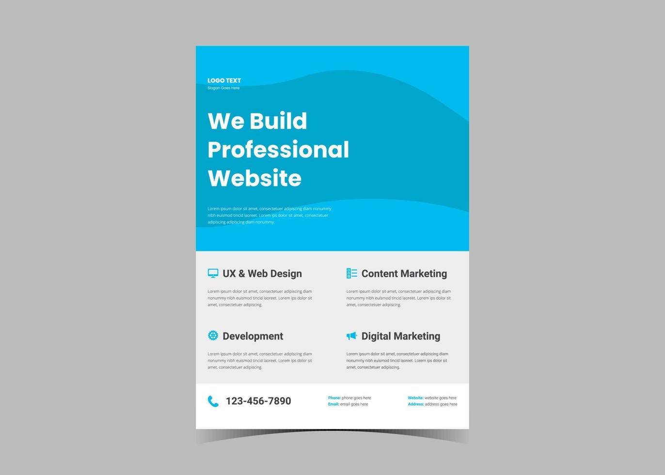 Web design service flyer template idea concept. vector