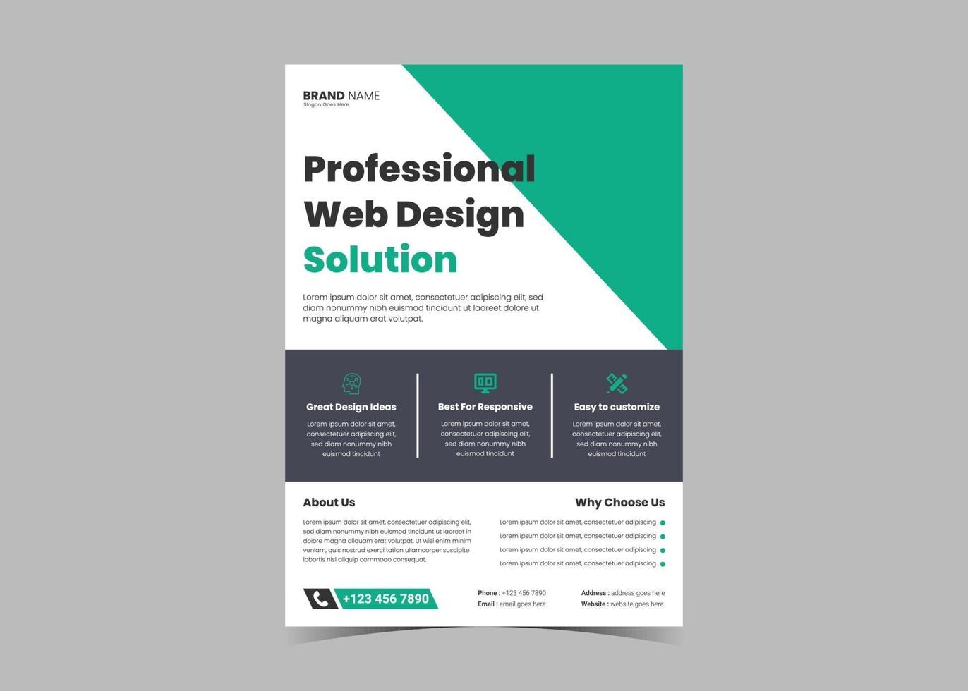 Web design service flyer template idea concept. vector