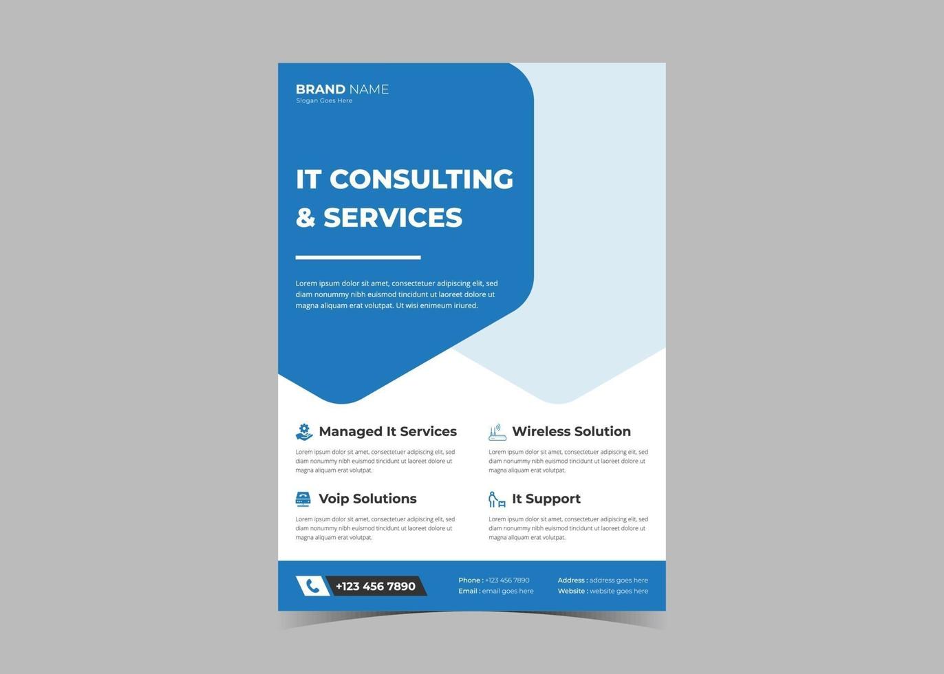 IT service and management flyer template idea sample. vector