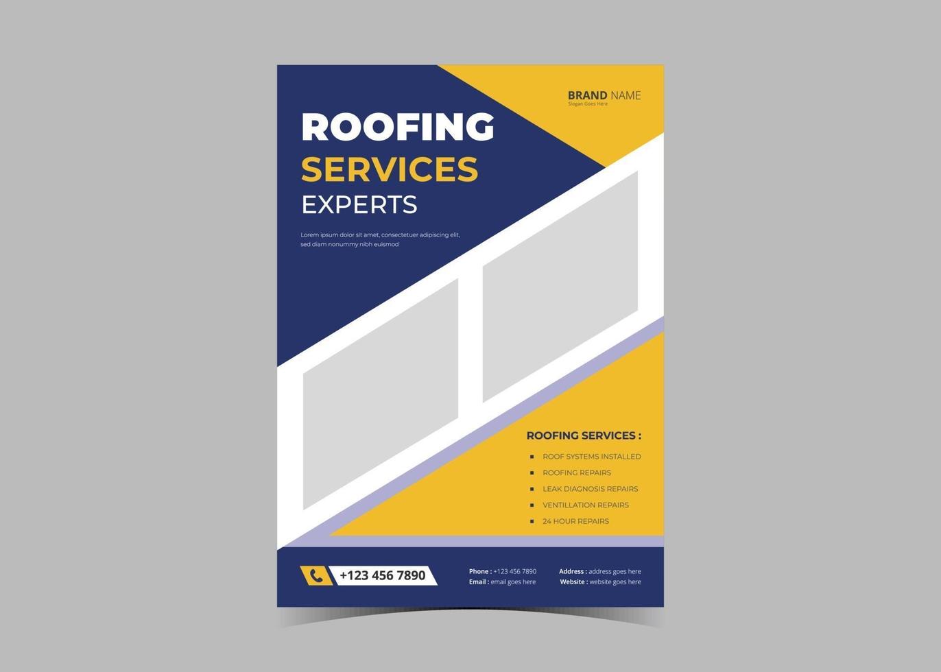 Roofing service flyer design template. vector