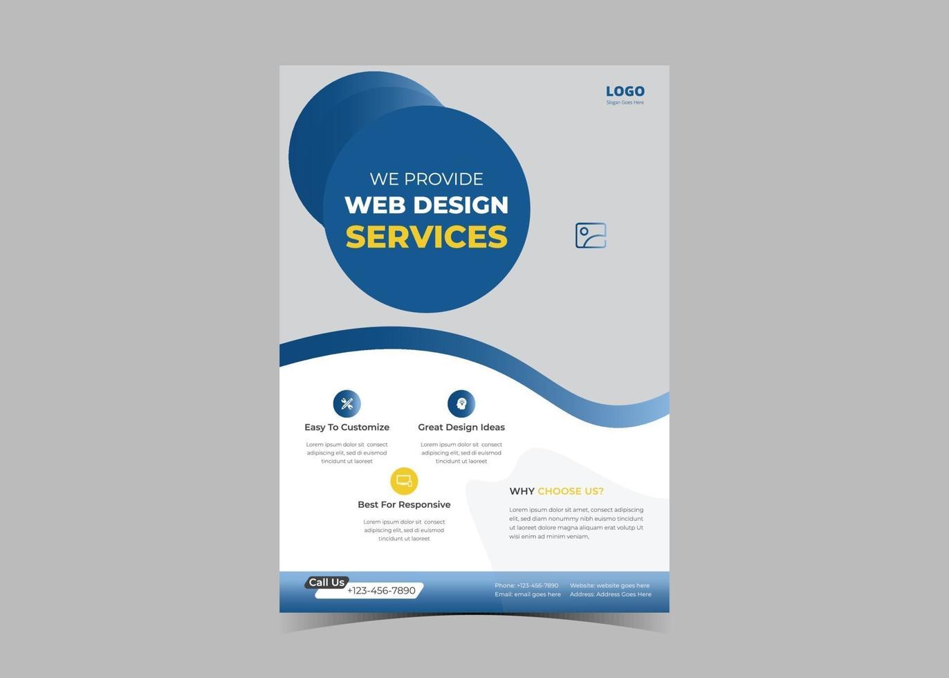 Web design service flyer template idea concept. vector