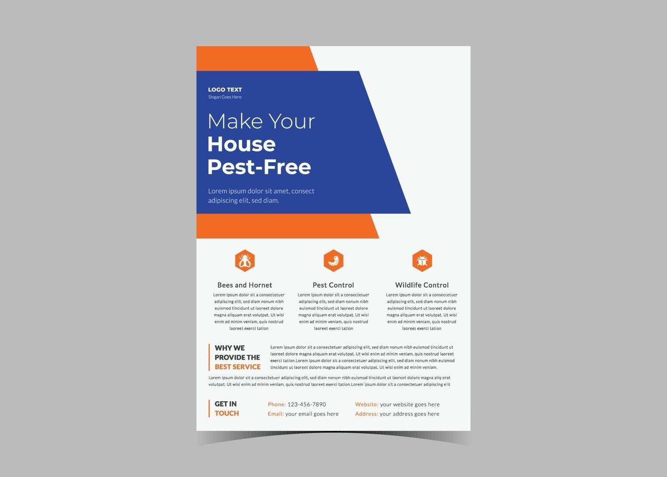 Pest control flyer design template. vector