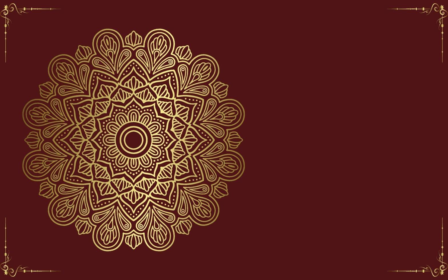 Fondo adornado de mandala de oro de lujo para invitación de boda vector