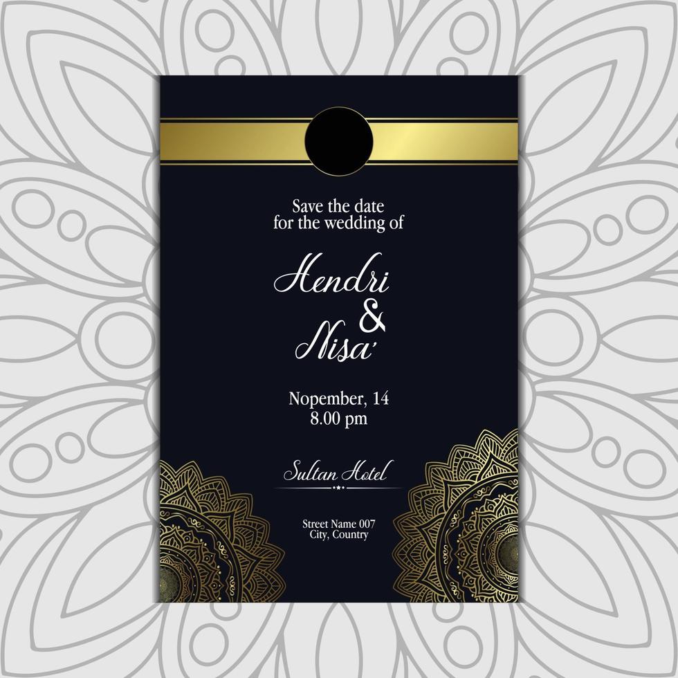 Luxury gold mandala ornate background for wedding invitation vector