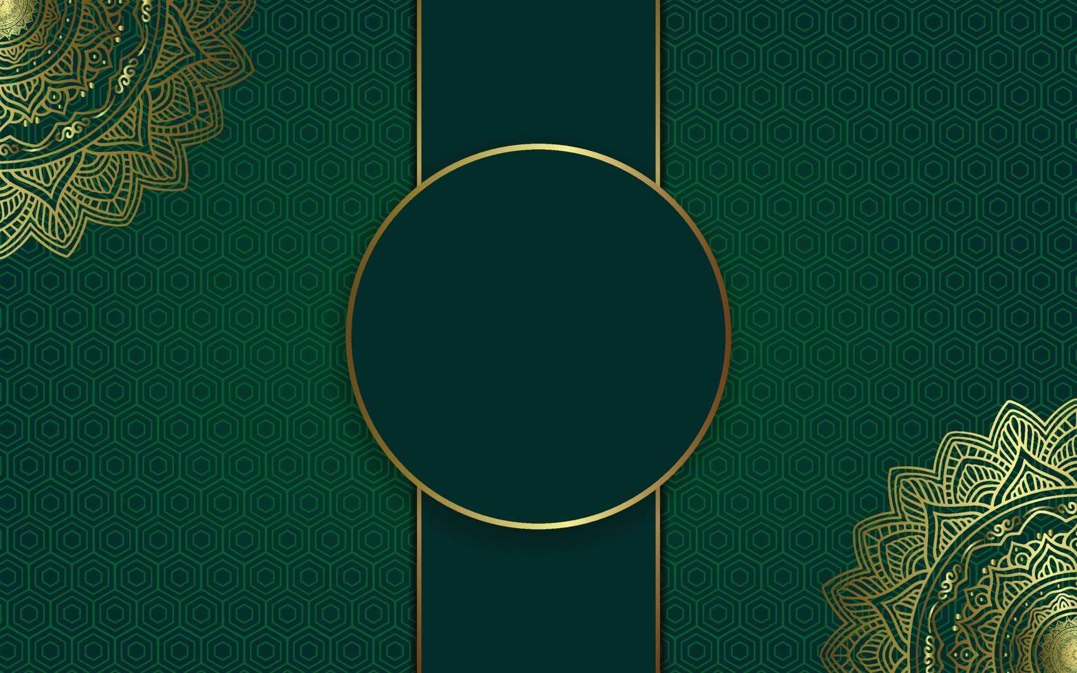 Fondo adornado de mandala de oro de lujo para invitación de boda vector