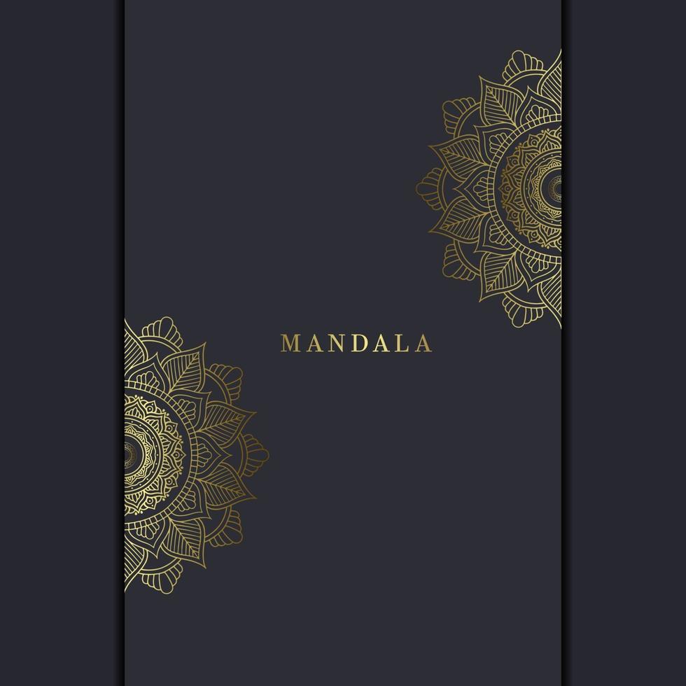 Fondo adornado de mandala de oro de lujo para invitación de boda vector