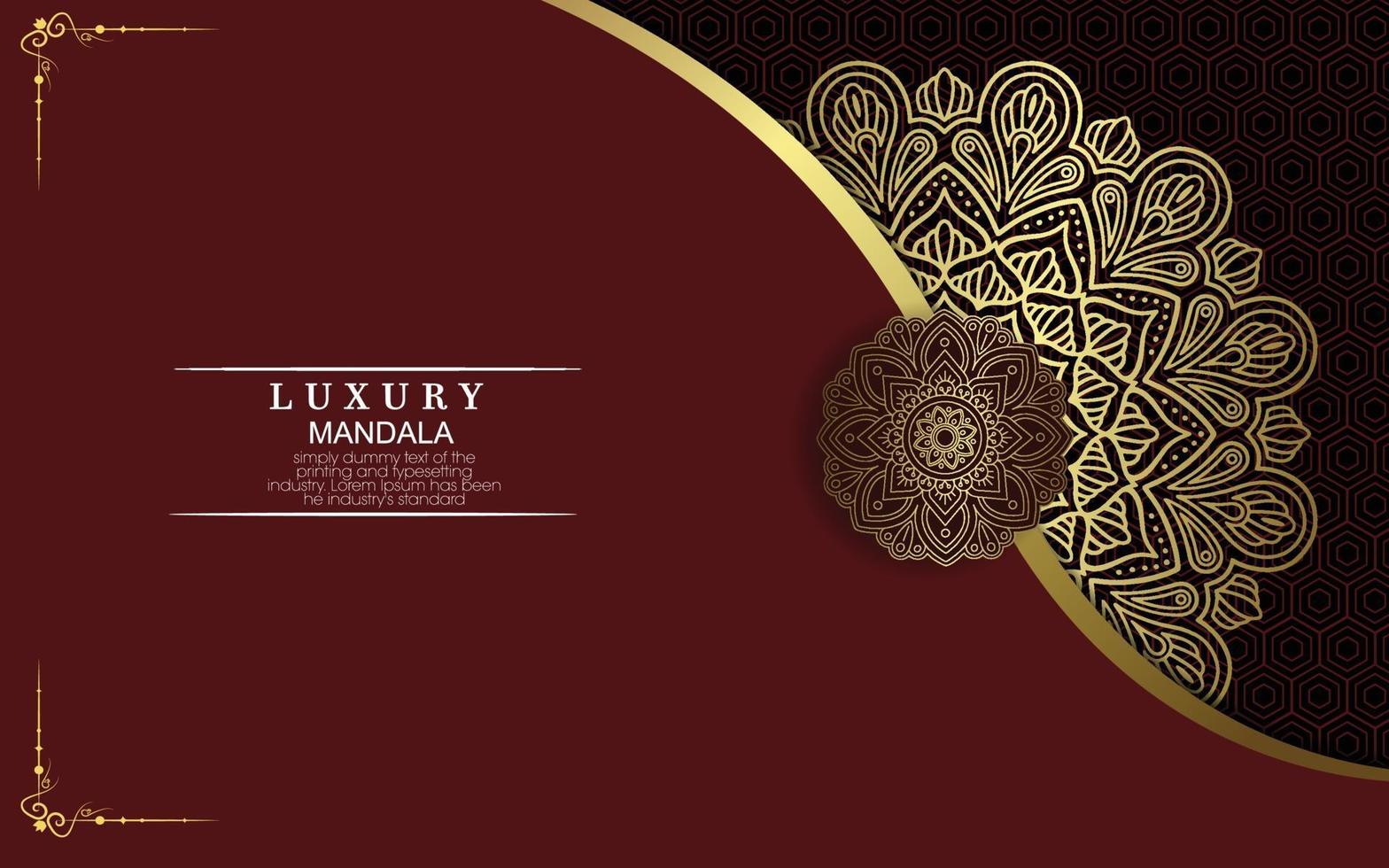 Luxury gold mandala ornate background for wedding invitation vector