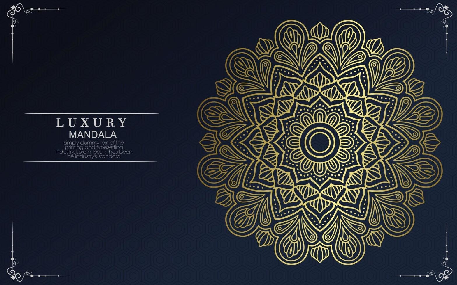 Fondo adornado de mandala de oro de lujo para invitación de boda vector