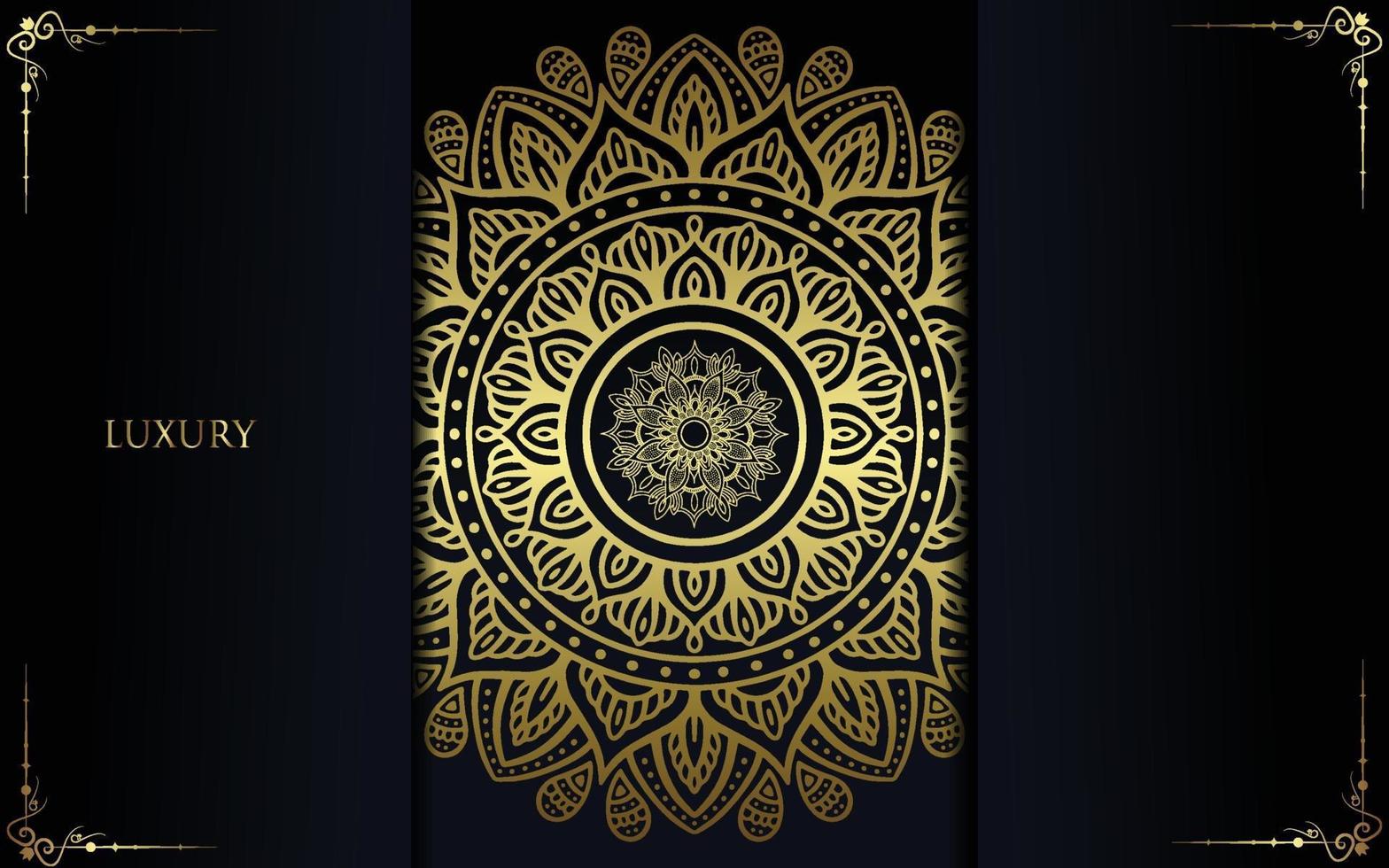 Fondo adornado de mandala de oro de lujo para invitación de boda vector