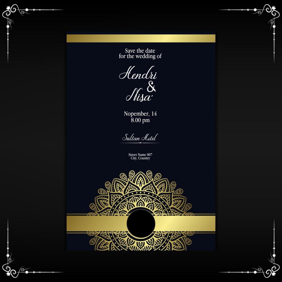 Luxury gold mandala ornate background for wedding invitation vector