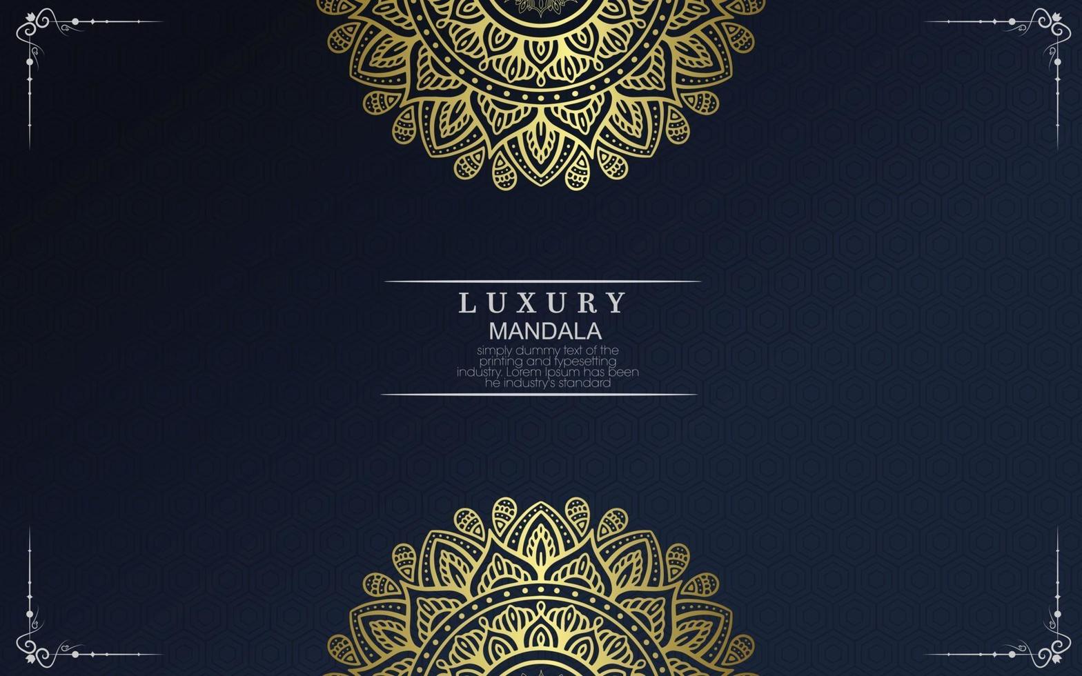 Fondo adornado de mandala de oro de lujo para invitación de boda vector