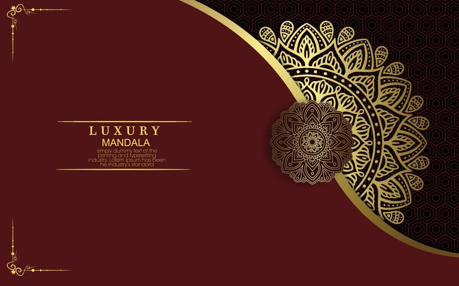 Luxury gold mandala ornate background for wedding invitation vector