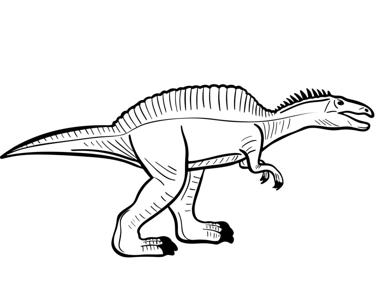 dinosaurio, depredador, mano, grabado, vector, ilustración vector