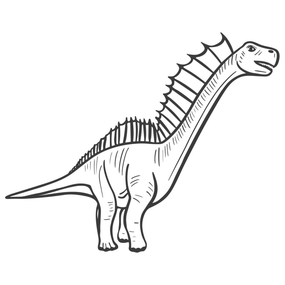 bosquejo de dinosaurio grabado a mano vector