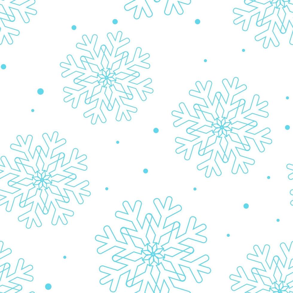 Pattern with falling blue snowflakes vector