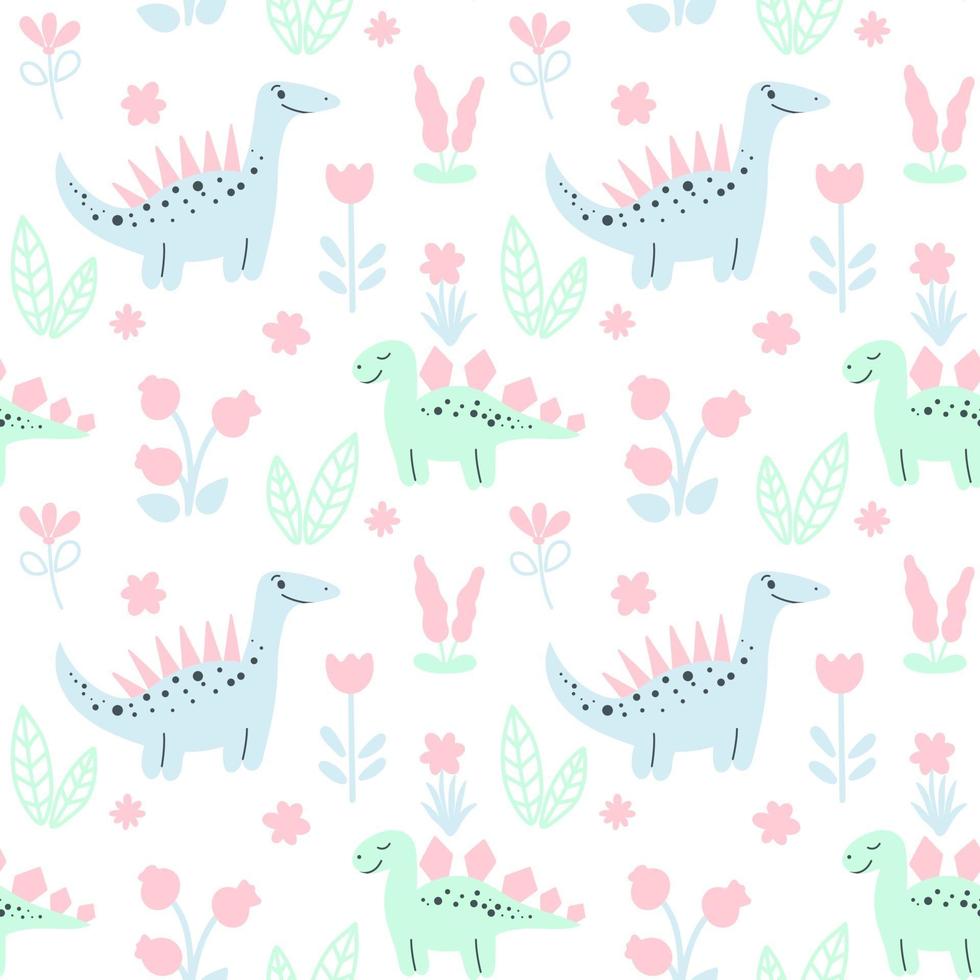 Seamless baby pattern with dinosaurs vector illustration