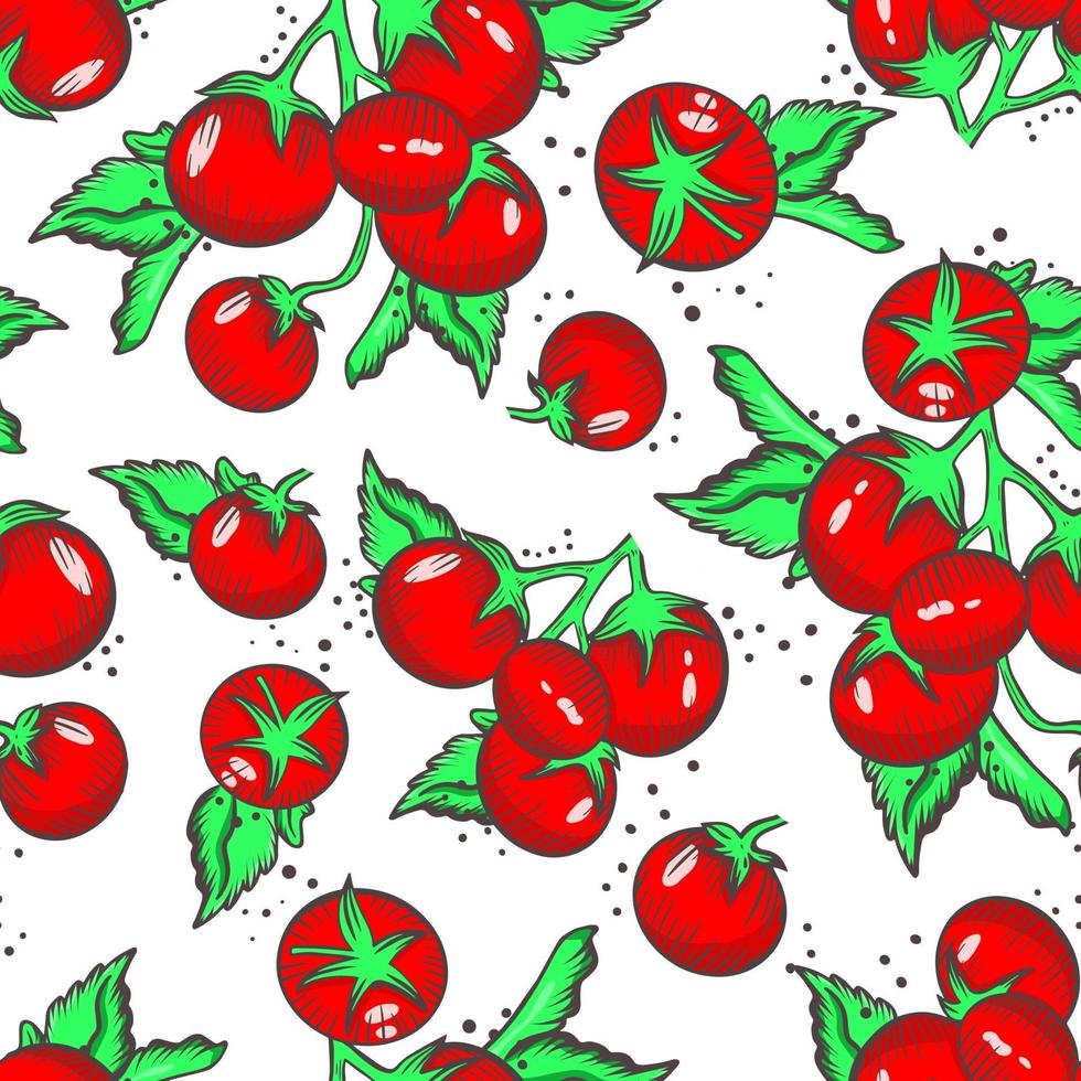 Fondo con tomates cherry ilustración vectorial vector