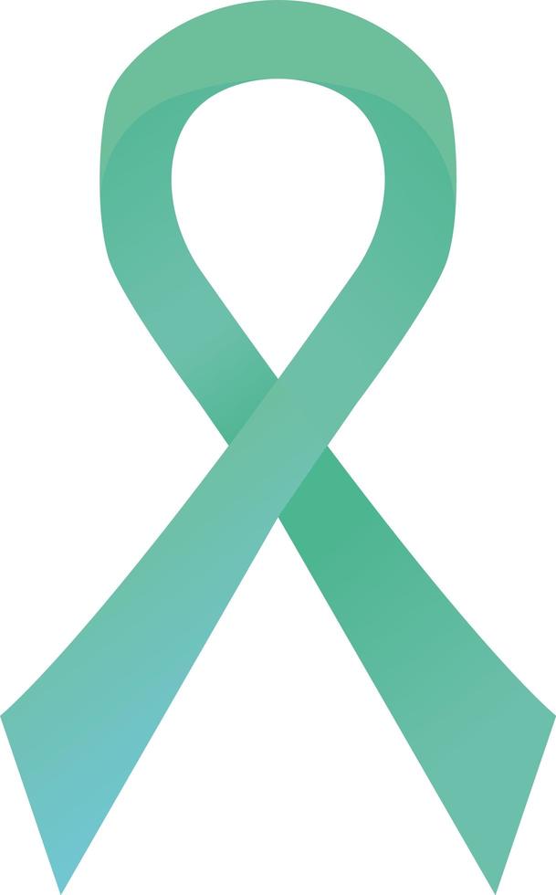 Teal or turquoise awareness ribbon. Ovarian and uterine cancer vector