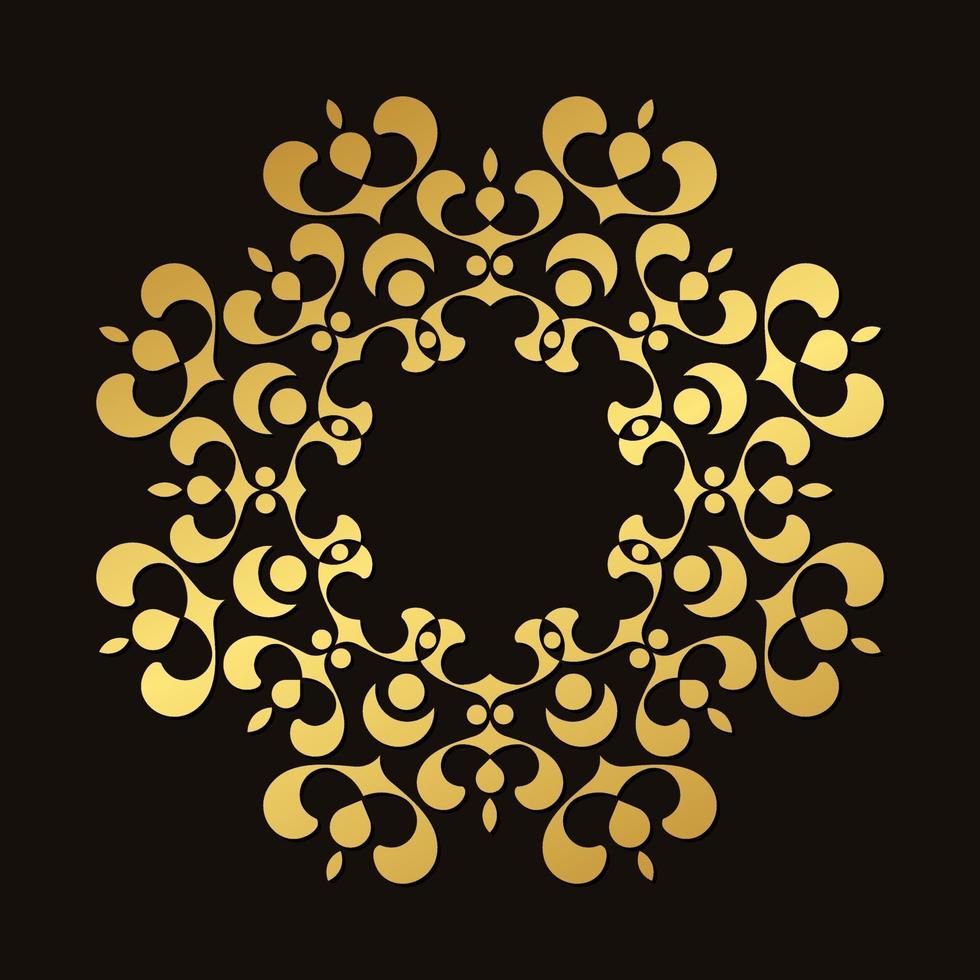 Luxury Gold round floral frame design vector