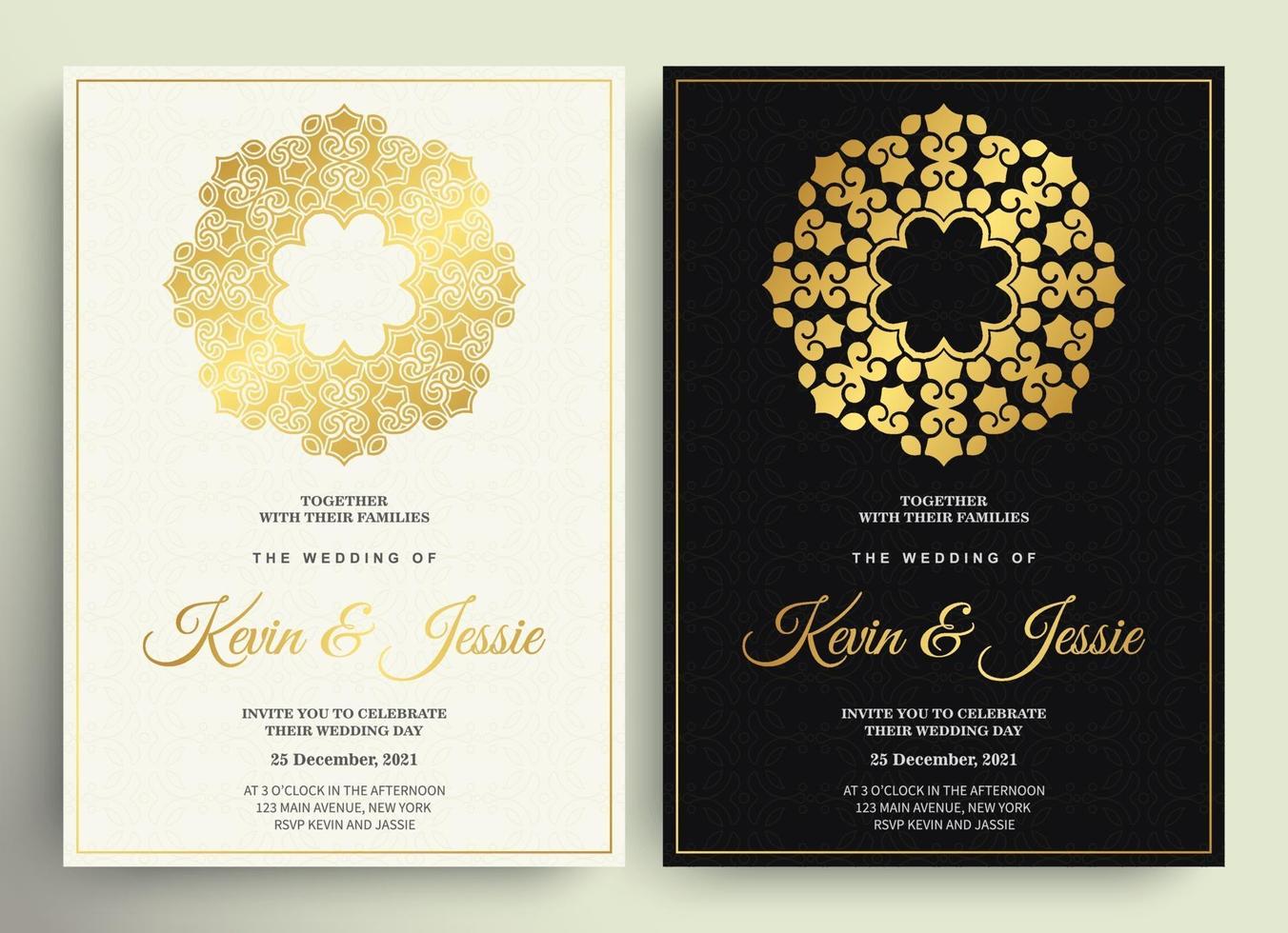 Luxury wedding invitation in mandala vector