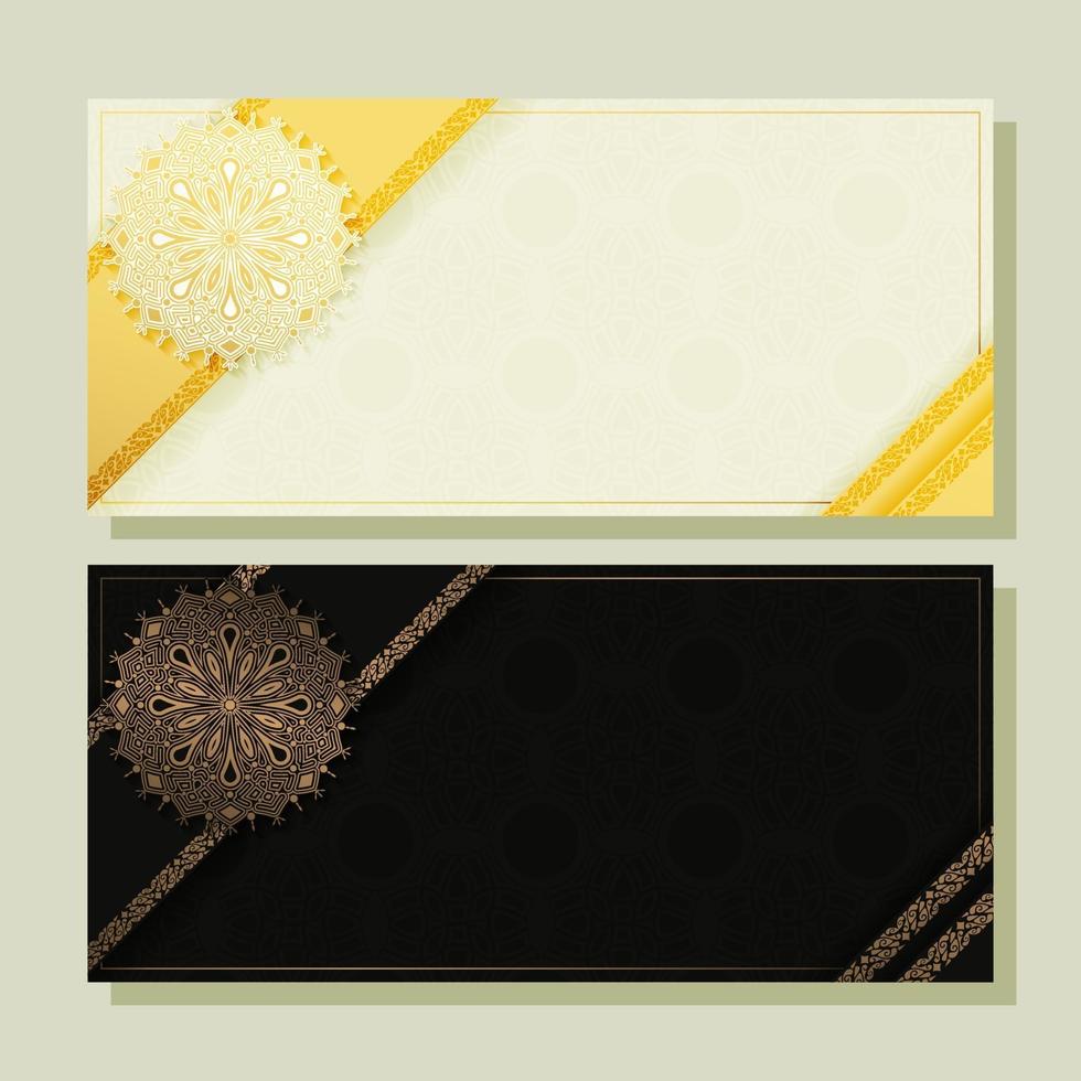 Luxury mandala decorative card in gold color vector