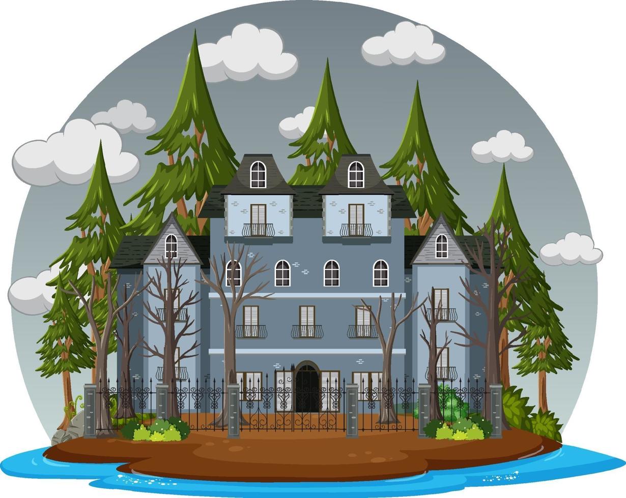 Haunted house with grey sky vector