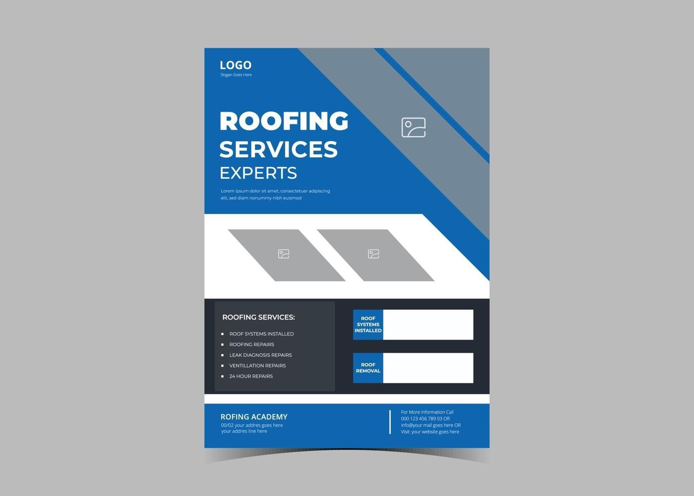 Roofing service flyer design template. vector