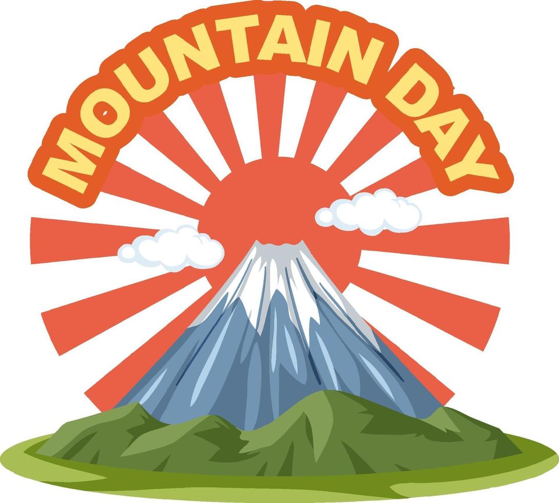 Mountain Day in Japan banner with Mount Fuji and Sun Rays vector