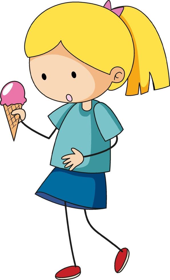 Cute boy holding ice cream cone isolated vector