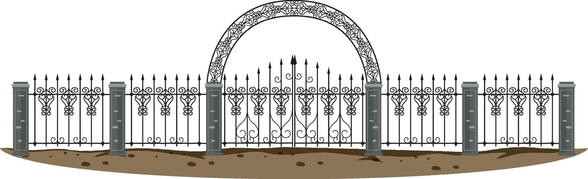 Gothic metal gate on white background vector