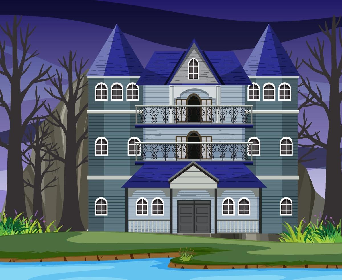 Scene with haunted halloween mansion vector