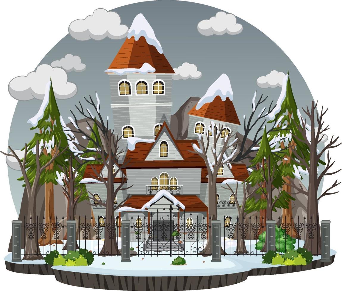 Haunted house with grey sky vector