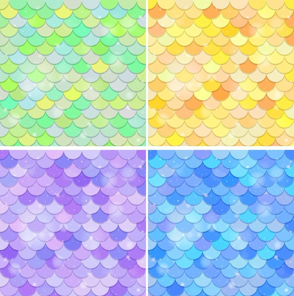 Set of fish scale seamless pattern background vector