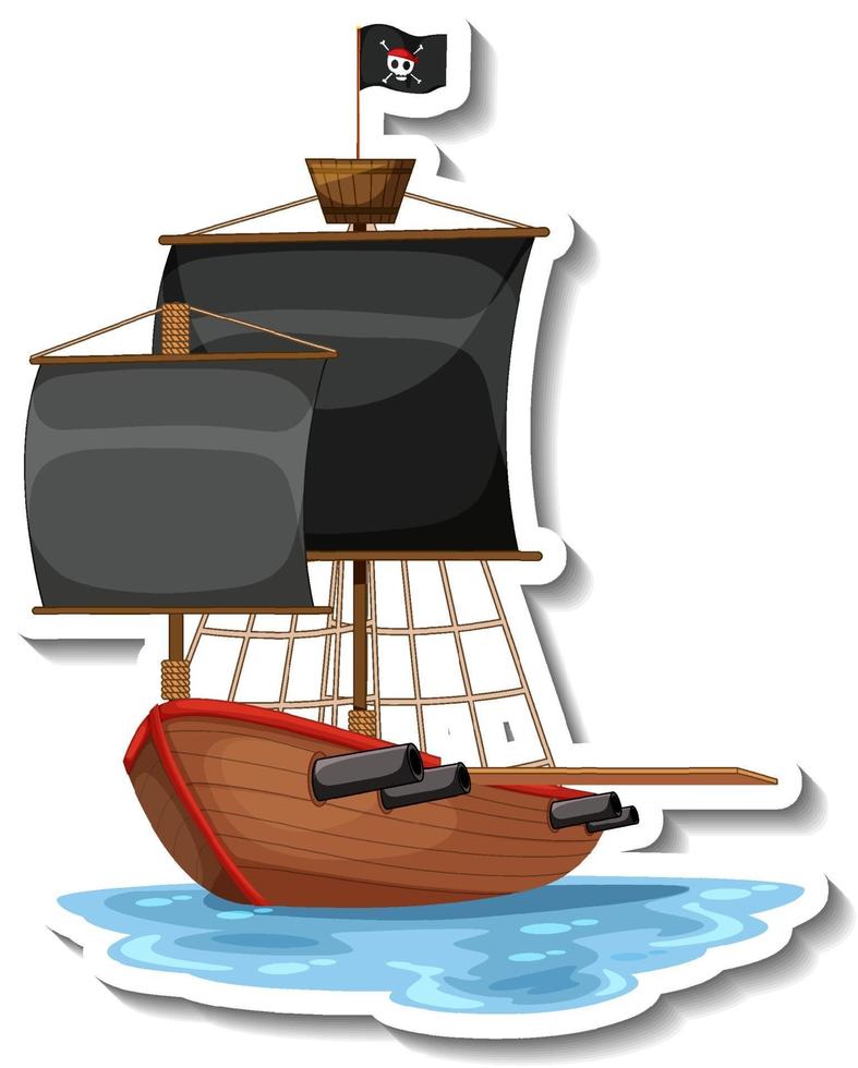 A sticker template with Pirate ship isolated vector